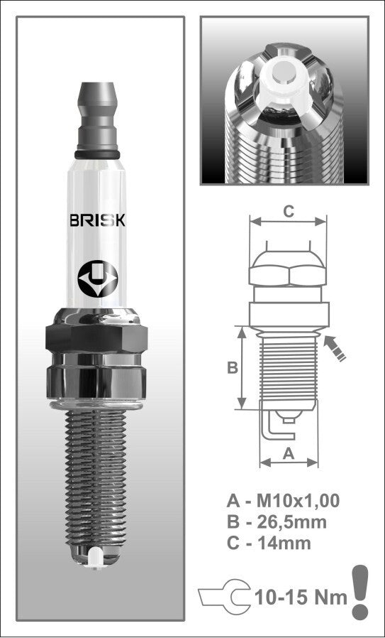 1 x BRISK COR12LGS Spark Plug 2015 + Yamaha WR250F & 2014-2018 YZ250F WR YZ 250F